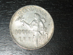 Moneda argint 100.000 lei Romania 1946, regele Mihai I foto