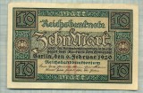 A 285 BANCNOTA-GERMANIA - 10 MARK- anul 1920 -SERIA 8369550-starea care se vede