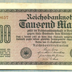 A 275 BANCNOTA-GERMANIA - 1000 MARK- anul 1922 -SERIA 099657-starea care se vede