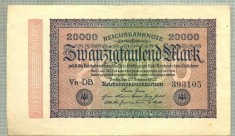 A 260 BANCNOTA-GERMANIA -20 000 MARK-anul 1923-SERIA 393105-starea care se vede