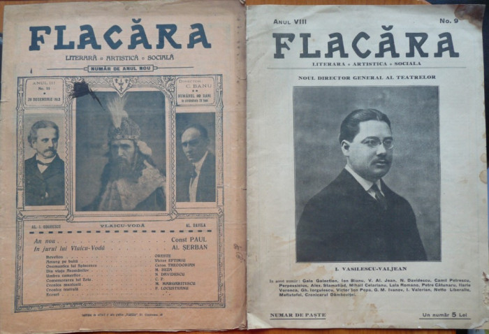 Revista Flacara , nr. 9 din 1923 si nr. 11 din 1913 , 2 numere omagiale + pliant