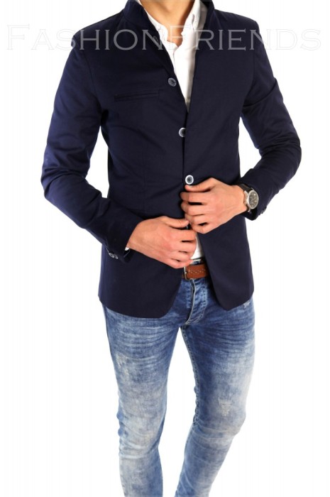 Sacou tip Zara Man bleumarin casual - sacou barbati - sacou bumbac cod 6333 foto mare Sacou tip Zara Man bleumarin casual - sacou barbati - sacou bumbac cod 6333 foto mare