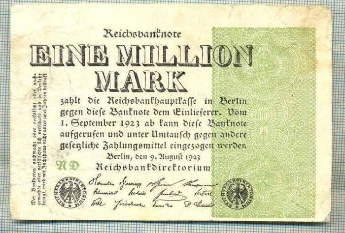 A 312 BANCNOTA-GERMANIA- 1 MILLION MARK-anul1923-SERIA FARA-starea care se vede