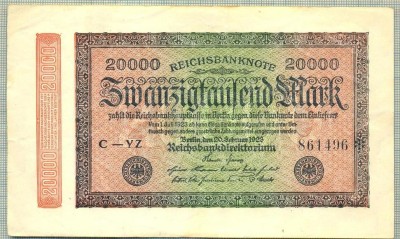 A 307 BANCNOTA-GERMANIA -20 000 MARK-anul 1923-SERIA 861496-starea care se vede foto