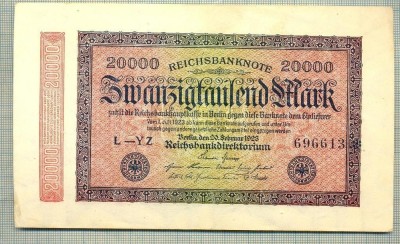 A 317 BANCNOTA-GERMANIA -20 000 MARK-anul 1923-SERIA 696613-starea care se vede foto