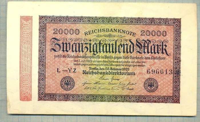 A 317 BANCNOTA-GERMANIA -20 000 MARK-anul 1923-SERIA 696613-starea care se vede