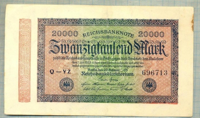A 310 BANCNOTA-GERMANIA -20 000 MARK-anul 1923-SERIA 696713-starea care se vede