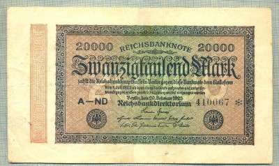 A 334 BANCNOTA-GERMANIA -20 000 MARK-anul 1923-SERIA 410067-starea care se vede foto