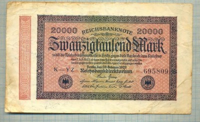 A 347 BANCNOTA-GERMANIA -20 000 MARK-anul 1923-SERIA 695809-starea care se vede foto