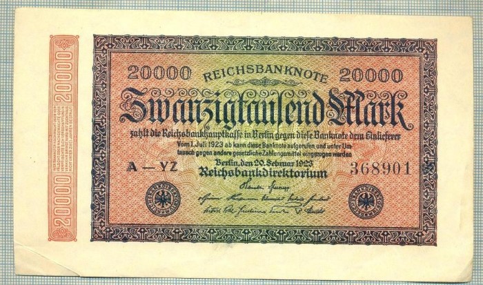 A 322 BANCNOTA-GERMANIA -20 000 MARK-anul 1923-SERIA 368901-starea care se vede