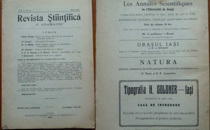 Revista Stiintifica V. Adamachi , Iasi , Mai , 1914 , Ernest Haeckel