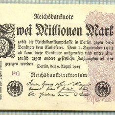 A 306 BANCNOTA-GERMANIA-2 MILLIONEN MARK-anul1923-SERIA FARA-starea care se vede