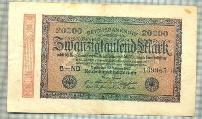 A 326 BANCNOTA-GERMANIA -20 000 MARK-anul 1923-SERIA 139965-starea care se vede