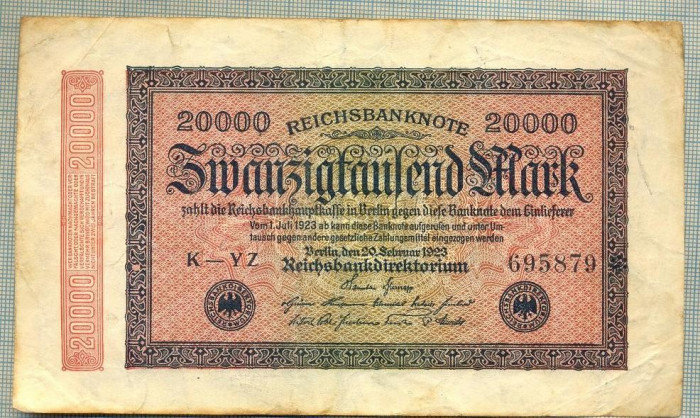 A 331 BANCNOTA-GERMANIA -20 000 MARK-anul 1923-SERIA 695879-starea care se vede