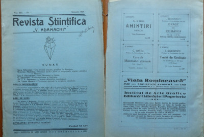 Revista Stiintifica V. Adamachi , Iasi , Ianuarie , 1928 , Iacob Czihak foto