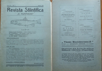 Revista Stiintifica V. Adamachi , Iasi , Martie , 1929 , Atlasul geografic foto