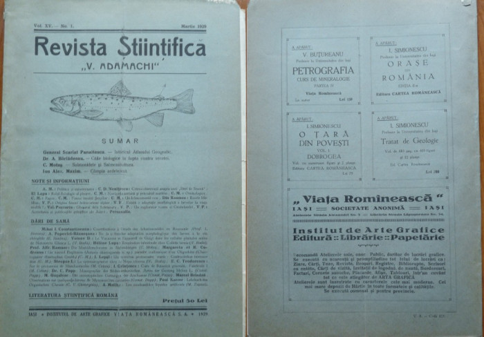 Revista Stiintifica V. Adamachi , Iasi , Martie , 1929 , Atlasul geografic