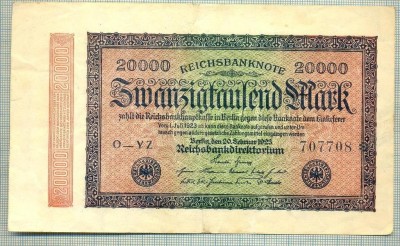 A 329 BANCNOTA-GERMANIA -20 000 MARK-anul 1923-SERIA 707708-starea care se vede foto