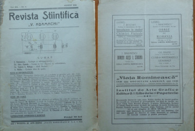 Revista Stiintifica V. Adamachi , Iasi , August , 1926 , Antropogeografia foto