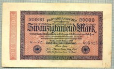 A 313 BANCNOTA-GERMANIA -20 000 MARK-anul 1923-SERIA 695825-starea care se vede