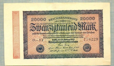 A 319 BANCNOTA-GERMANIA -20 000 MARK-anul 1923-SERIA 778229-starea care se vede foto
