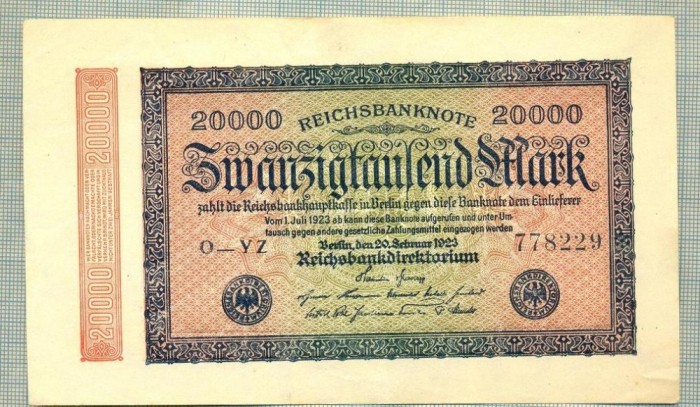 A 319 BANCNOTA-GERMANIA -20 000 MARK-anul 1923-SERIA 778229-starea care se vede