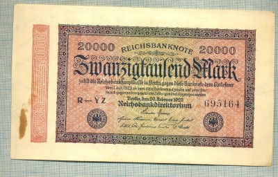 A 343 BANCNOTA-GERMANIA -20 000 MARK-anul 1923-SERIA 695164-starea care se vede foto