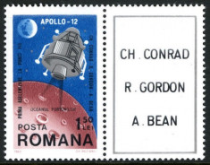 Romania 1969 LP 715 - serie nestampilata MNH &amp;quot;Apollo 12&amp;quot; cosmos foto