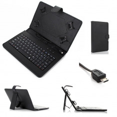 Husa Tableta 10 Inch Cu Tastatura Micro Usb Model X , Negru , Tip Mapa C100 foto