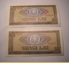 5 lei 1966 UNC Serii Consecutive 2 foto