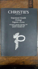 Bijuterii importante, Ceasuri, Argintarie, Icoane, Catalog Licitatie Christies, Roma 1997 foto