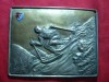 Placheta - Concurs SKI in Moldova metal argintat , 13,5x10,5 cm Emblema Cap Bour