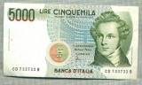 A 388 BANCNOTA-ITALIA-5000 LIRE -ANUL1985 -SERIA 733733-starea care se vede, Europa