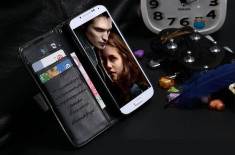 Husa / toc piele fina Samsung Galaxy S4 lux, tip flip cover portofel, NEGRU foto