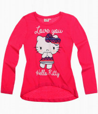 Bluza cu maneca lunga Hello Kitty roz zmeura foto