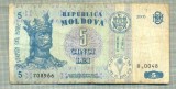 A 370 BANCNOTA- REP. MOLDOVA- 5 LEI -ANUL 2005-SERIA 708966-starea care se vede
