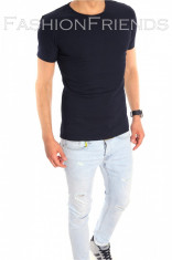 Tricou negru - tricou barbati - tricou slim fit - tricou fashion - 6350 foto