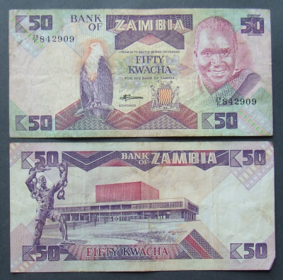 ZAMBIA 1986-1988 - BANCNOTA 50 KWACHA CIRCULATE - BC 33 foto