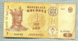 A 367 BANCNOTA- REP. MOLDOVA-1 LEU -ANUL 2006-SERIA 360485-starea care se vede, Europa