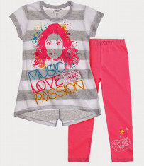 Tricou cu leggings Disney Violetta alb/roz foto