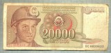 A 436 BANCNOTA-YUGOSLAVIA-20000 DINARA-ANUL1987-SERIA9820622-starea care se vede, Europa