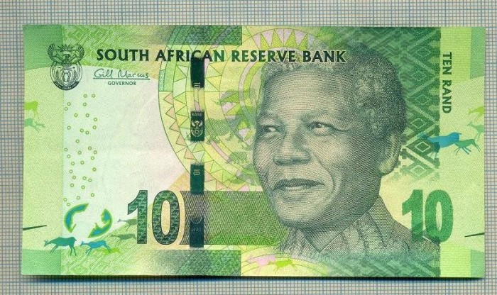 A 434 BANCNOTA-AFRICA DE SUD-10 RAND-ANUL (2012) -SERIA 8301473-NELSON MANDELA