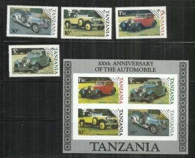 MAS 10 - MASINI - TANZANIA - BLOC NESTAMPILAT + SERIE foto