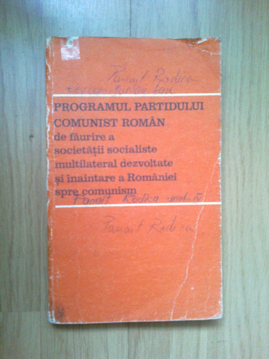 b1d Programul Partidului Comnunist Roman de faurire a societatii socialiste