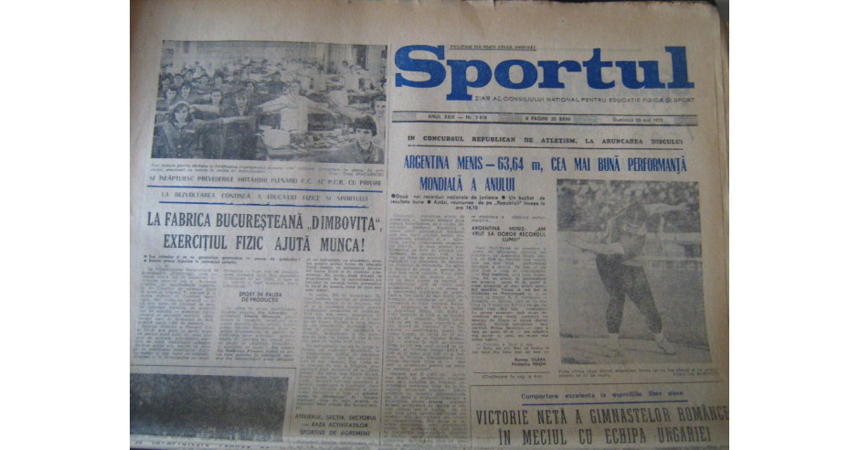Ziarul SPORTUL (20 mai 1973)-Rapid-Steaua 1-3 si FC Arges ...