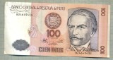 A 433 BANCNOTA- PERU - 100 INTIS -ANUL 1987 -SERIA 2464943-starea care se vede