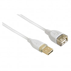Cablu extensie Hama, USB 2.0, aurit, 3 m, Alb foto