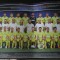 FC Astana (Rusia), program de meci-format acordeon pe fundal galben si albastru