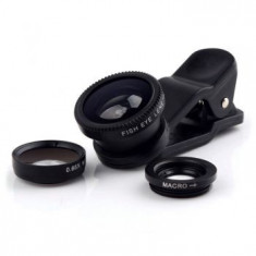 Obiectiv superangular Fisheye Lens 3 in 1 universal (Negru) foto