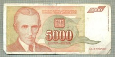 A 410 BANCNOTA-YUGOSLAVIA-5000 DINARA-ANUL 1993-SERIA8726537-starea care se vede